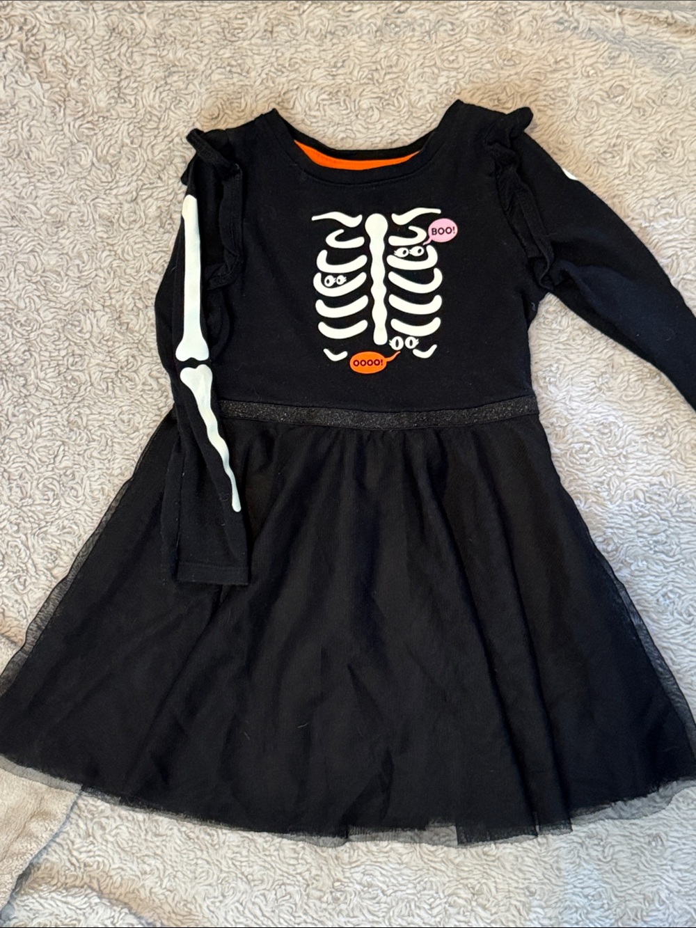 Cat & Jack Black Halloween Skeleton Tutu Dress (Glow in the Dark) - size 3T